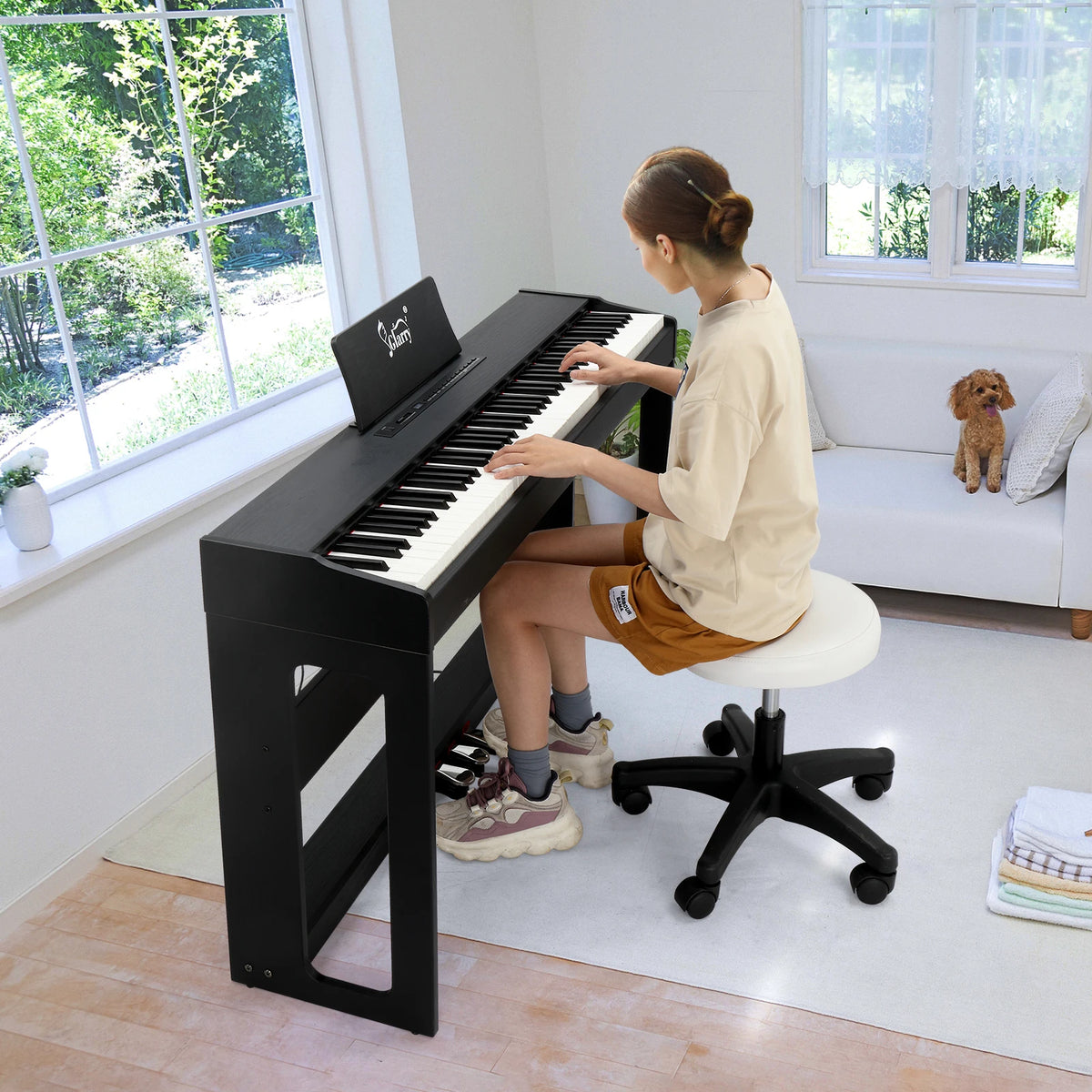 88-key Vertical Black Electric Piano