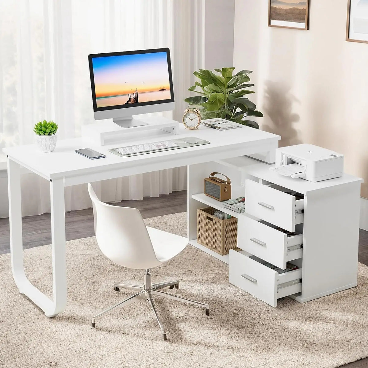 Computer Desk with Storage Shelves