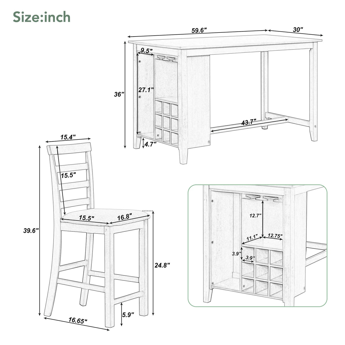 5-Piece Dining Table Set