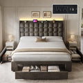 Queen Size Bed Frame with 3 Storage Drawers