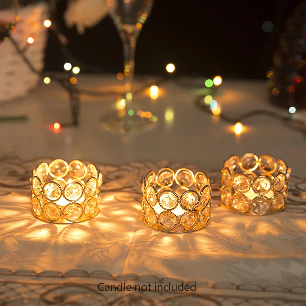 24 PCS Crystal Gold Votives Candle Holder