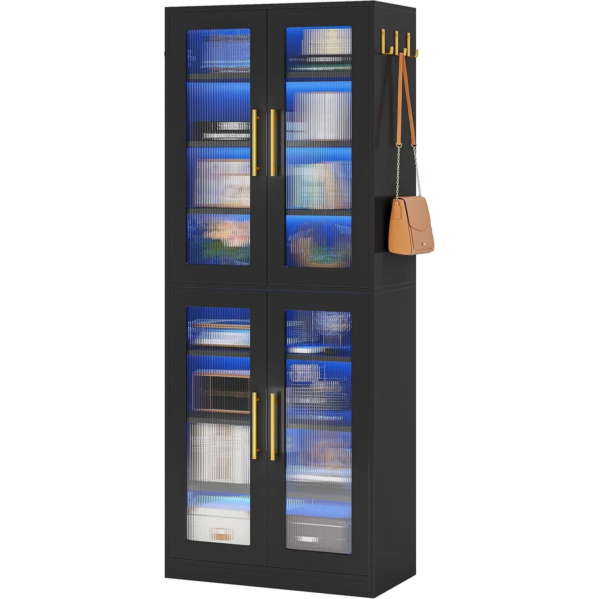 Bookcase with Doors and LED Light