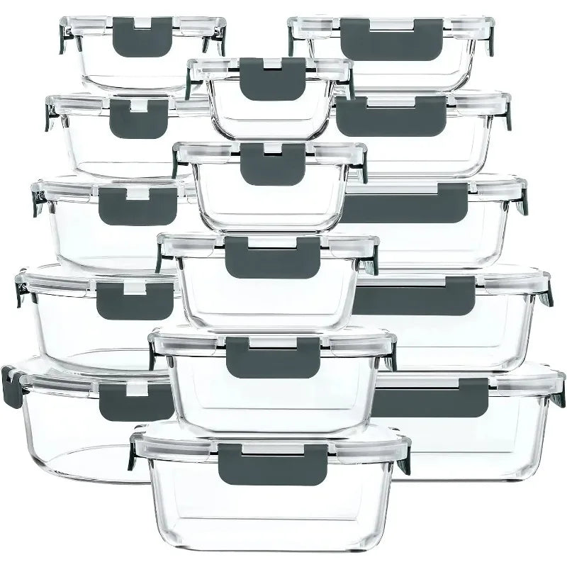 30 Piece Glass Food Storage Containers