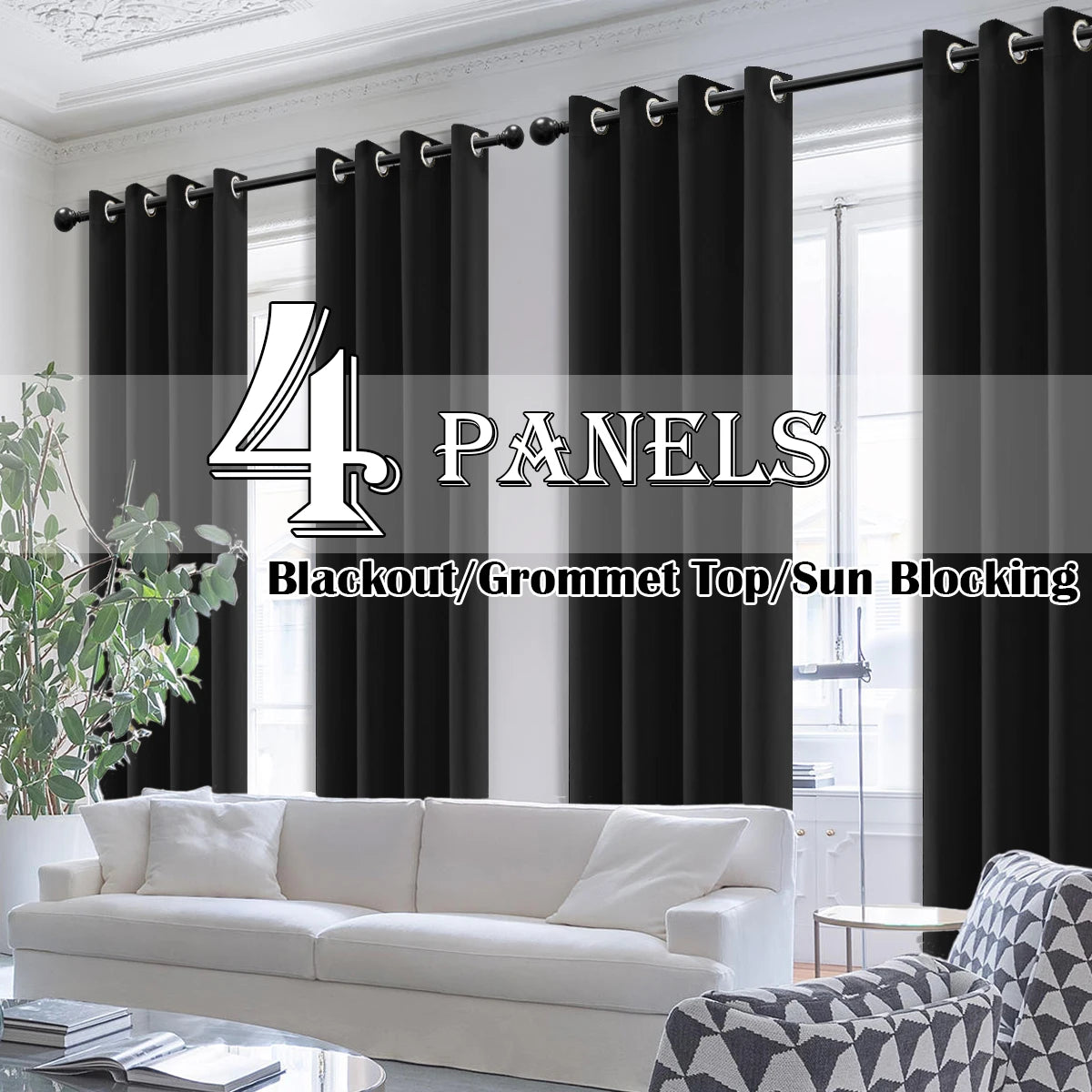 4 Piece Blackout Curtains