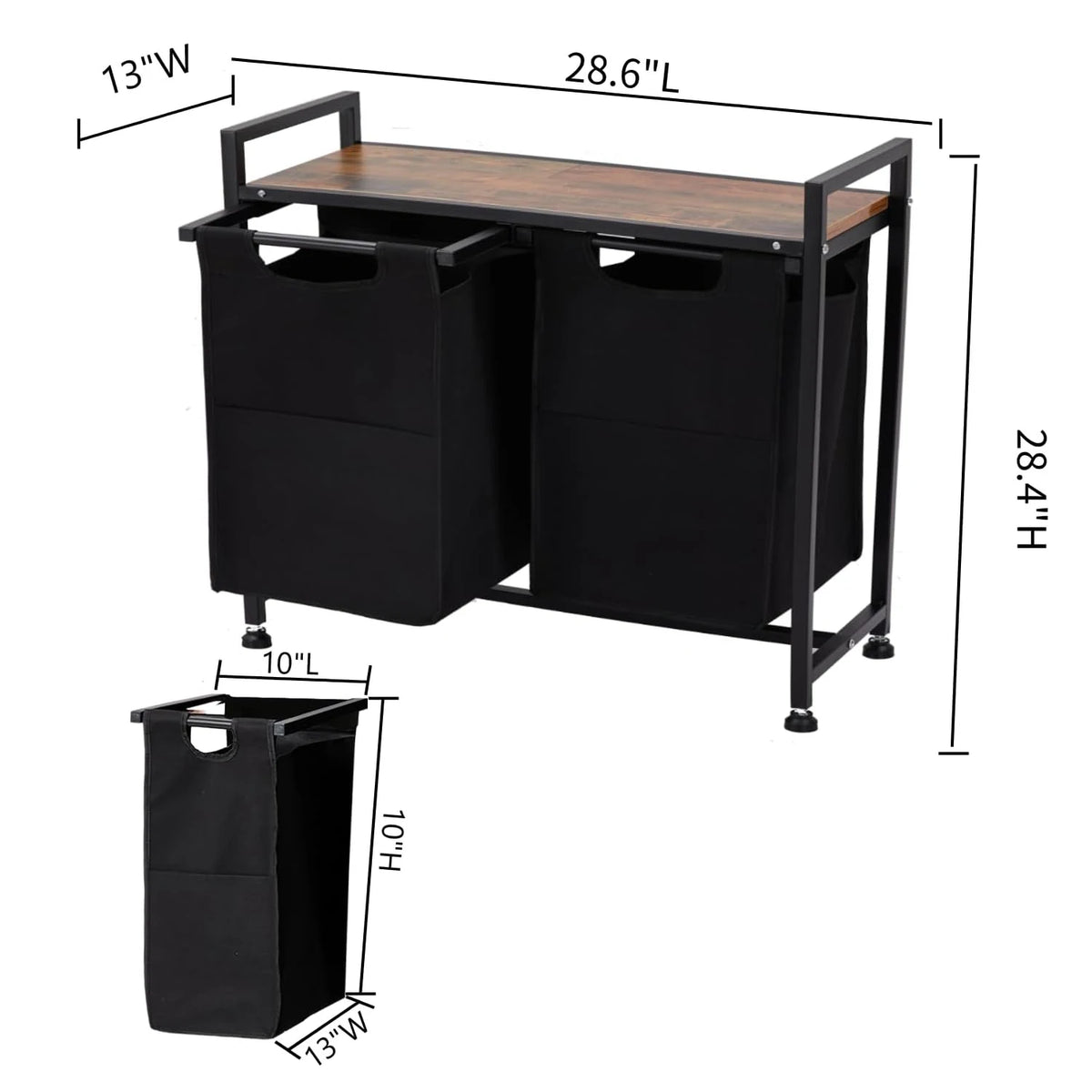 Laundry Sorter 2 Section with Removable Laundry Bag