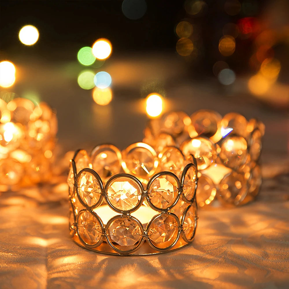 24 PCS Crystal Gold Votives Candle Holder