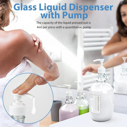 3 Pack Glass Dispenser Bottle - 6 Pumps